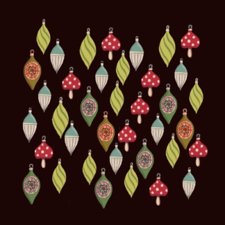 Christmas baubles on black