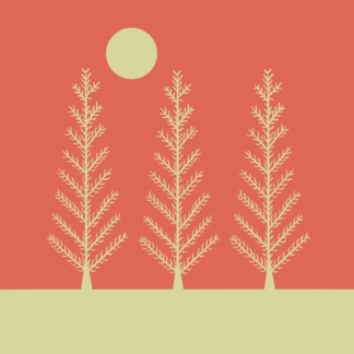 Christmas trees on orange