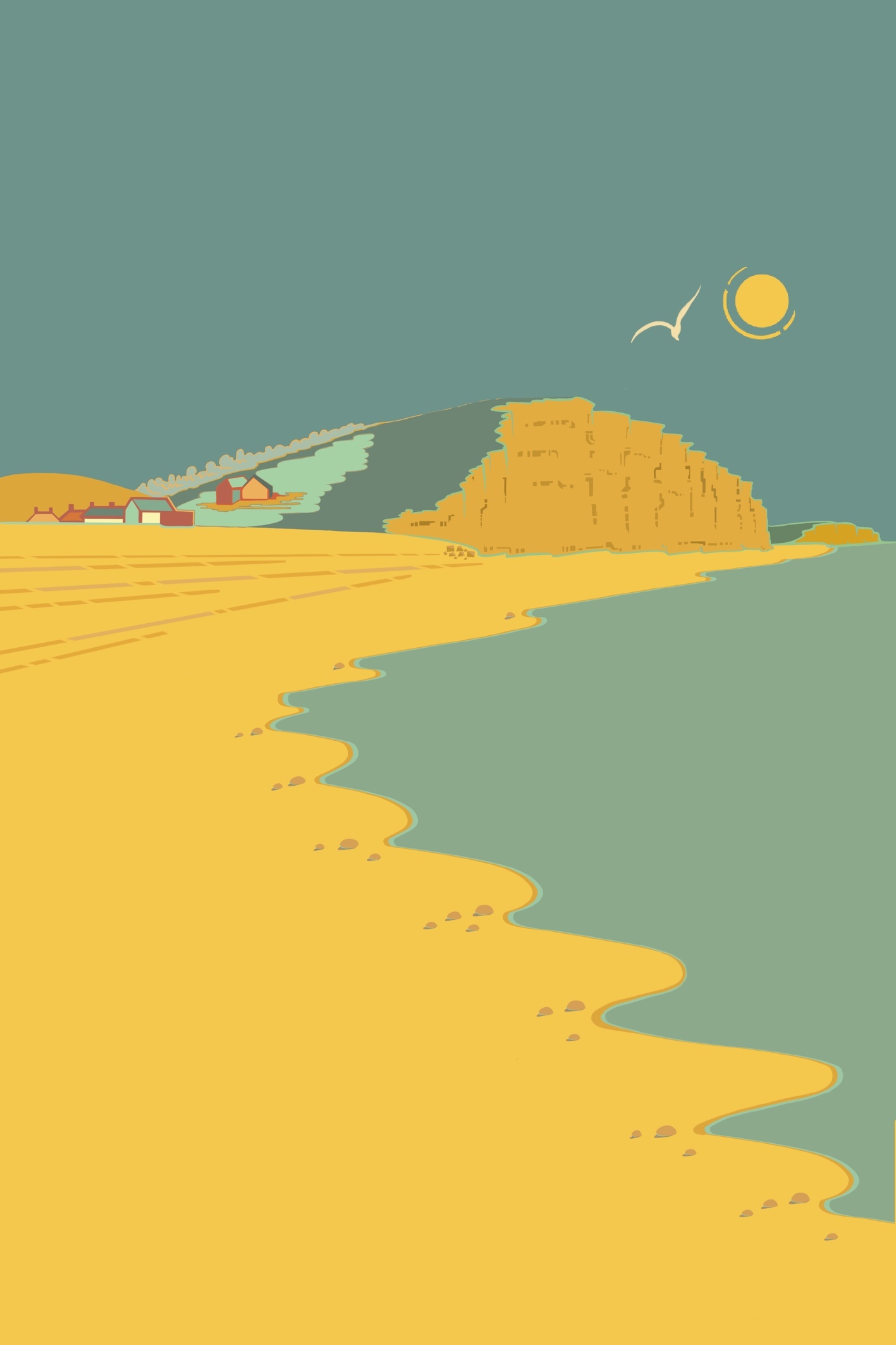 West Bay tea towel