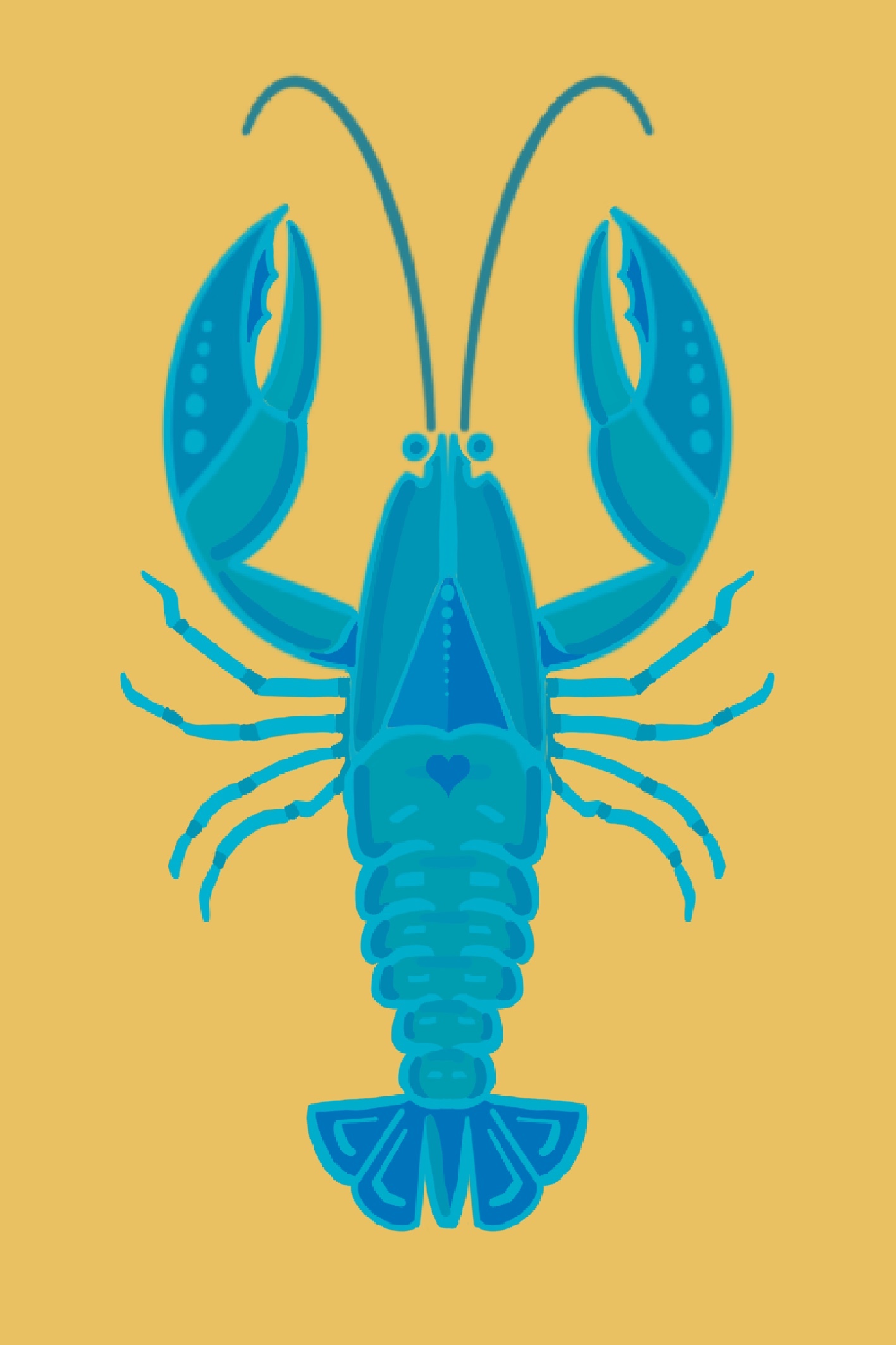 Blue lobster tea towel